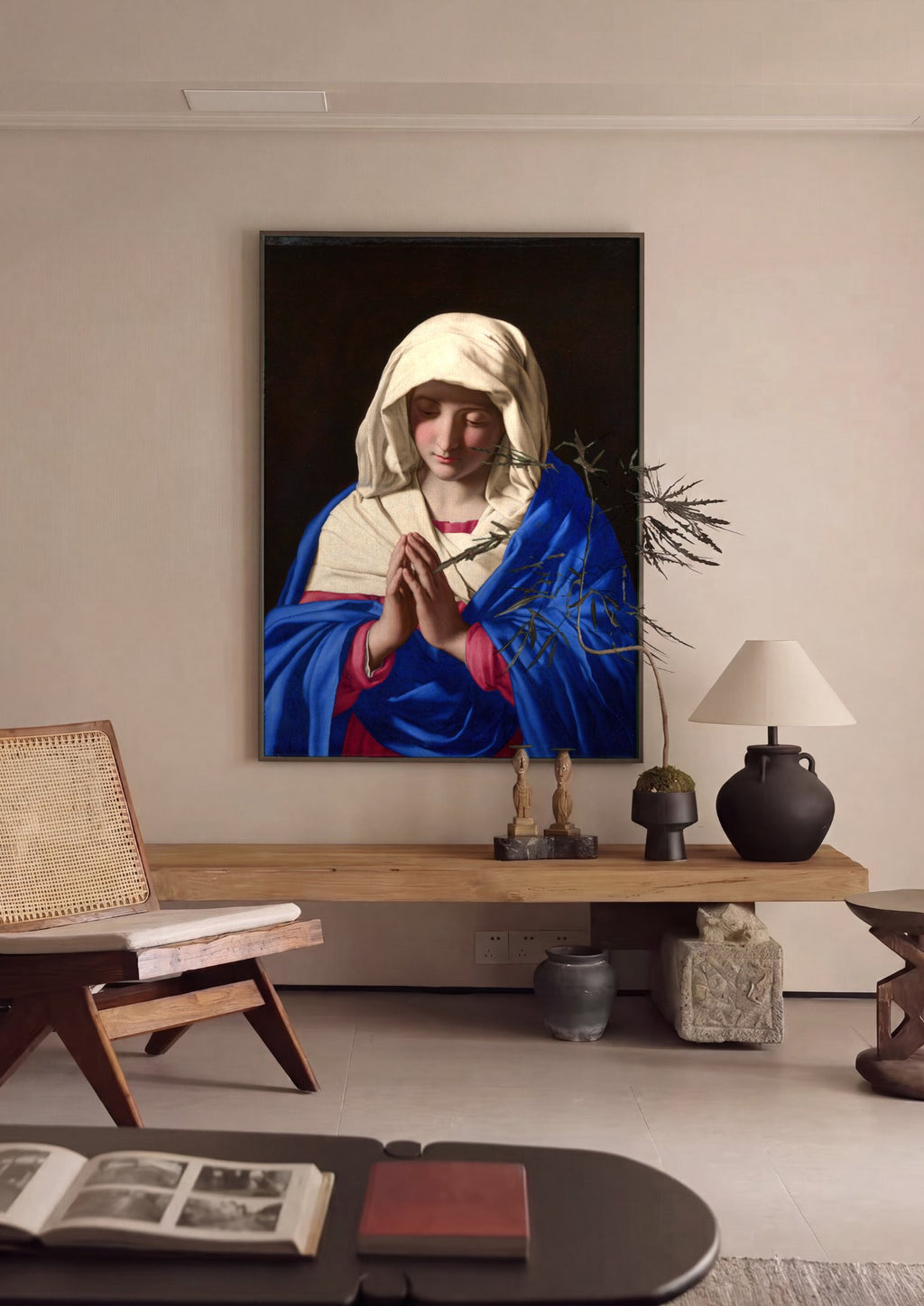 Quadro Decorativo A Virgem em Oração - Sassoferrato | quadro emoldurado na parede