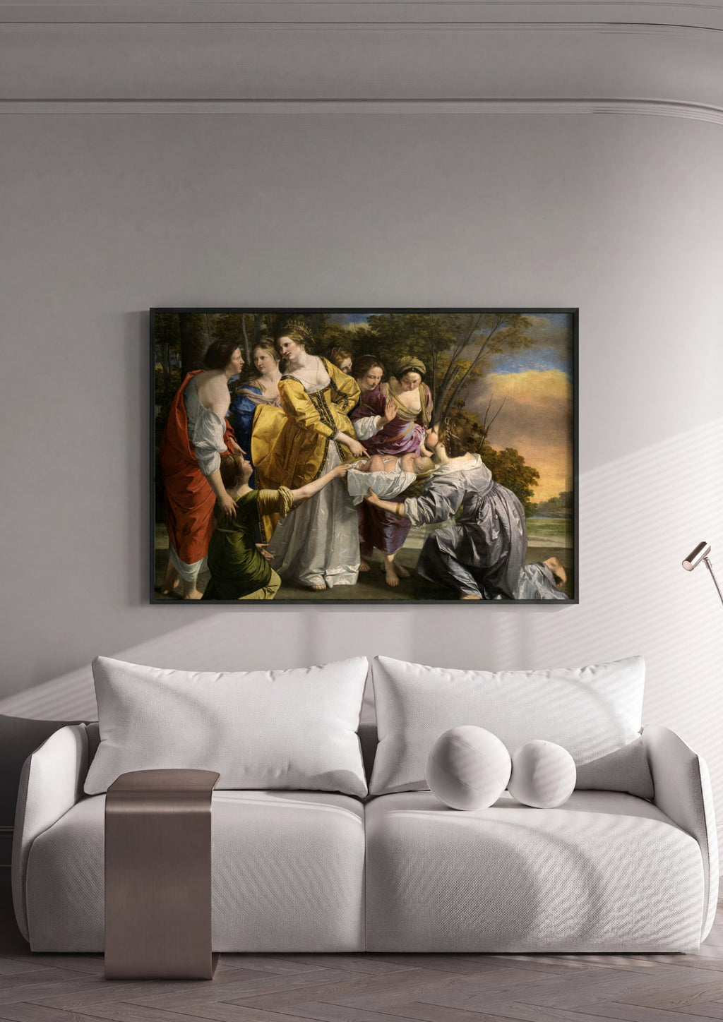 Quadro Decorativo A Descoberta de Moisés - Artemisia Gentileschi | quadro emoldurado na parede