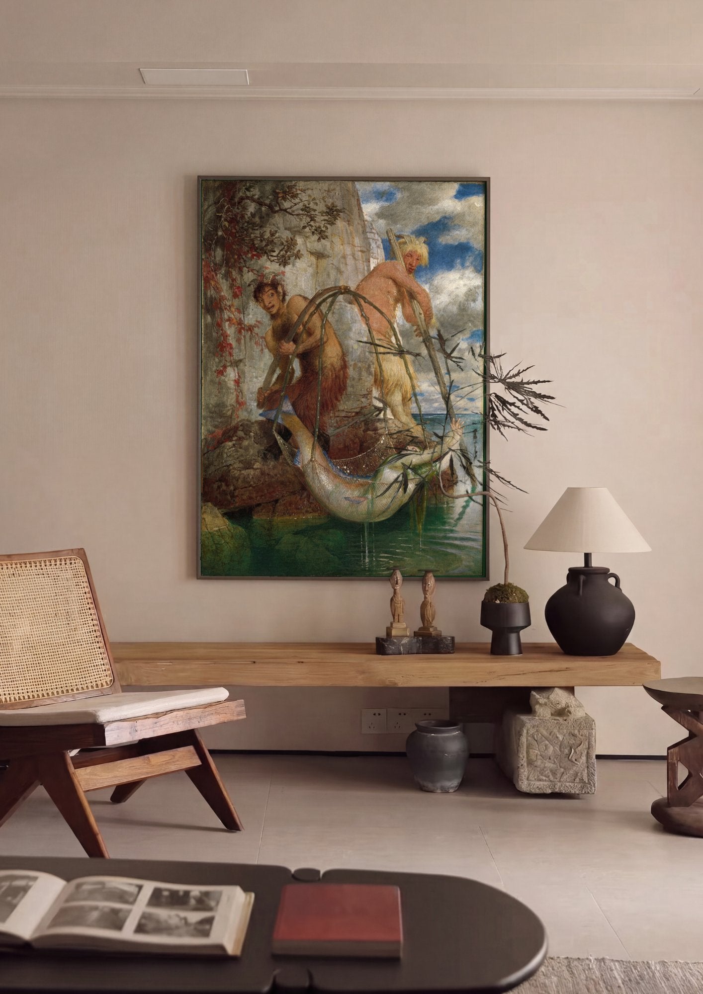 Quadro Decorativo A Captura de Sereias - Arnold Böcklin em ambiente decorado