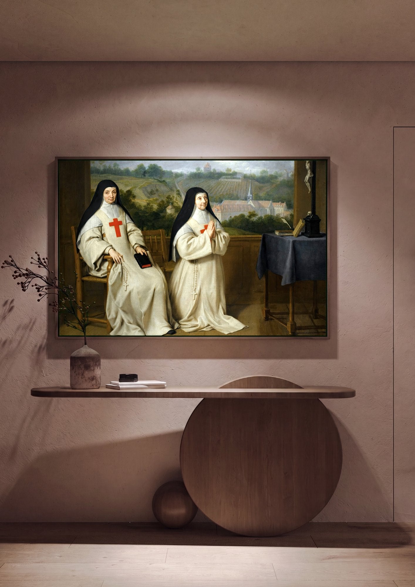 Quadro Decorativo Mães Catherine-Agnès Arnauld e Agnès Arnauld - Philippe de Champaigne em ambiente decorado
