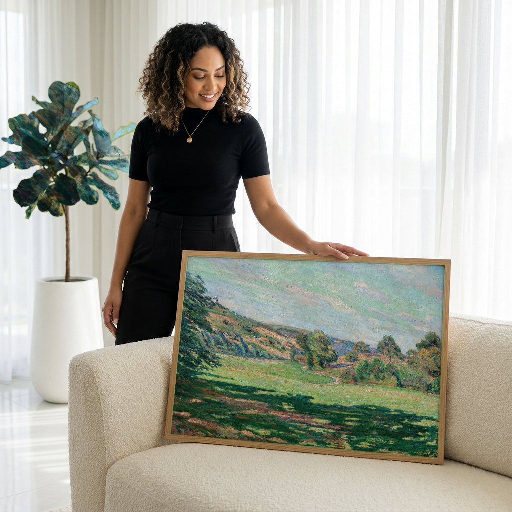 Quadro Decorativo Paisagem com Árvores - Armand Guillaumin com modelo em ambiente