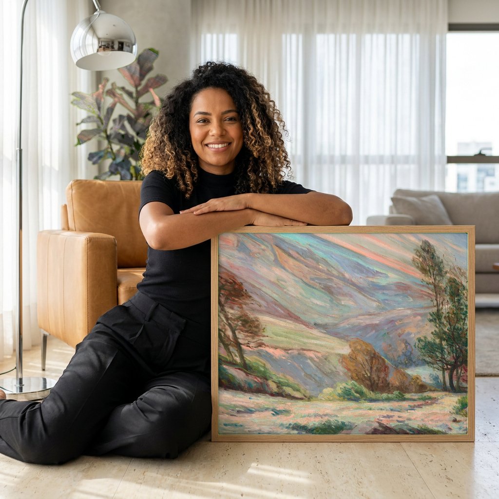 Quadro Decorativo Paisagem com Árvores - Armand Guillaumin com modelo em ambiente