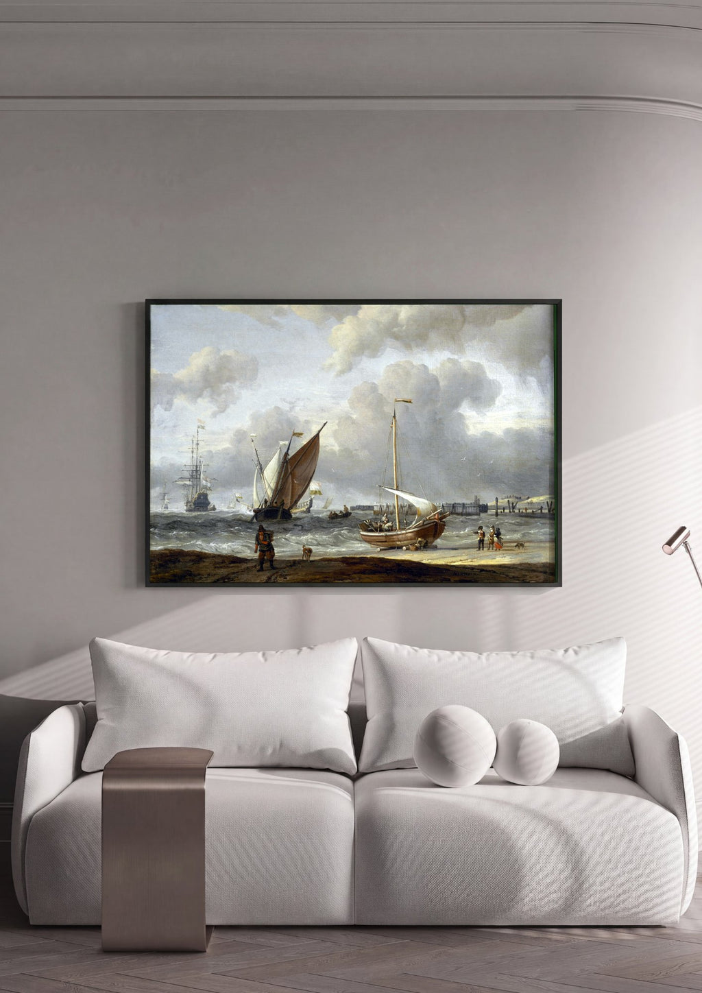 Quadro Decorativo Marinha com Veleiros - Abraham Storck em ambiente decorado