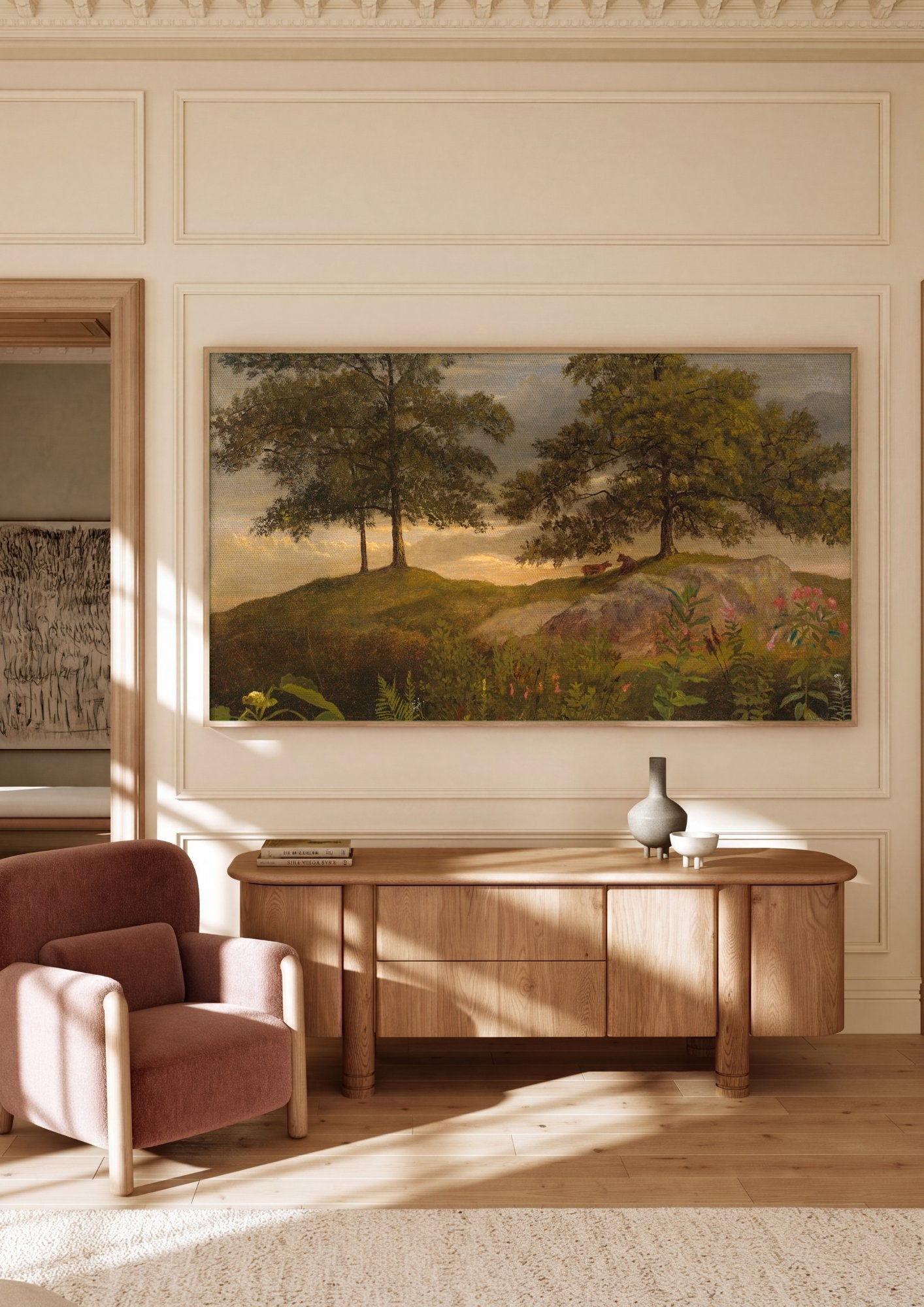 Quadro Decorativo Paisagem com Árvores - Albert Bierstadt em ambiente decorado