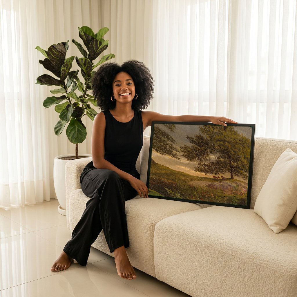 Quadro Decorativo Paisagem com Árvores - Albert Bierstadt com modelo em ambiente