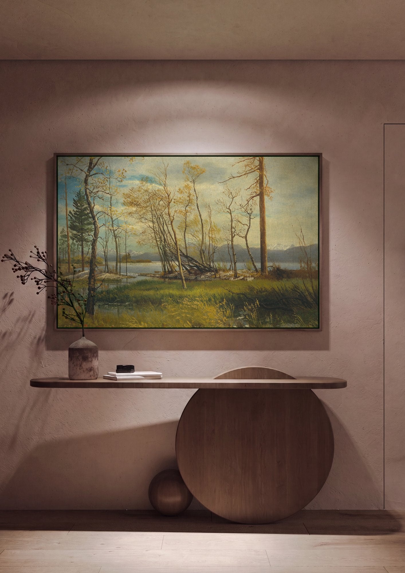Quadro Decorativo Paisagem com Árvores - Albert Bierstadt em ambiente decorado