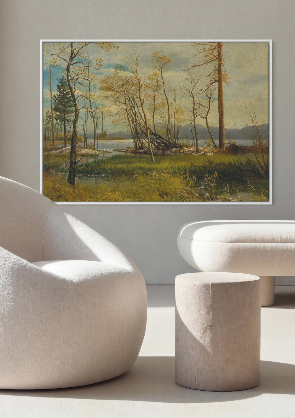 Quadro Decorativo Paisagem com Árvores - Albert Bierstadt em ambiente decorado