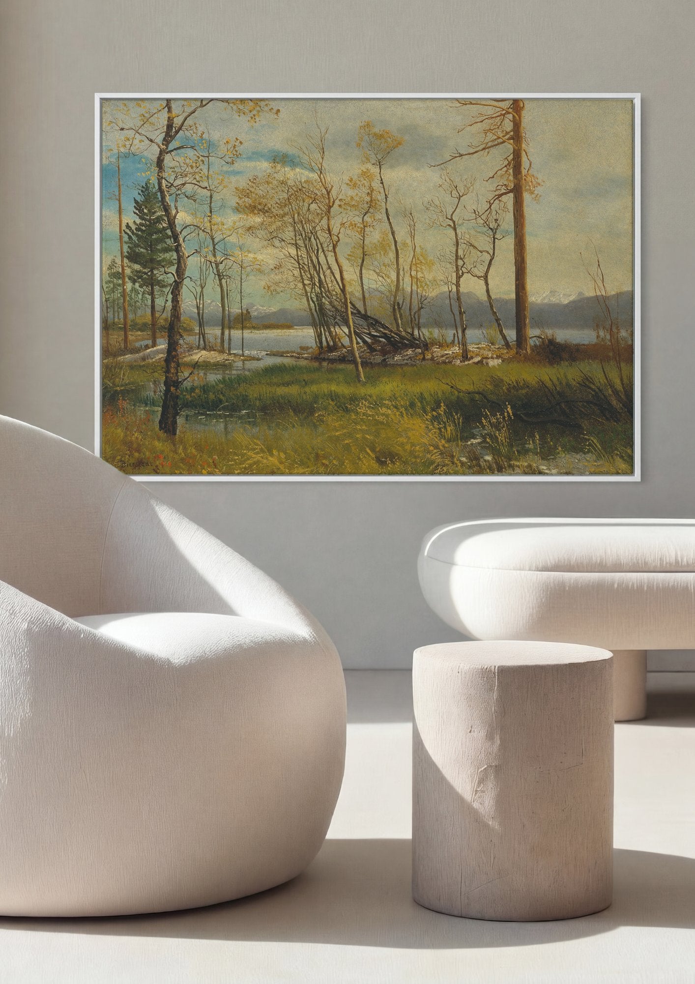 Quadro Decorativo Paisagem com Árvores - Albert Bierstadt em ambiente decorado