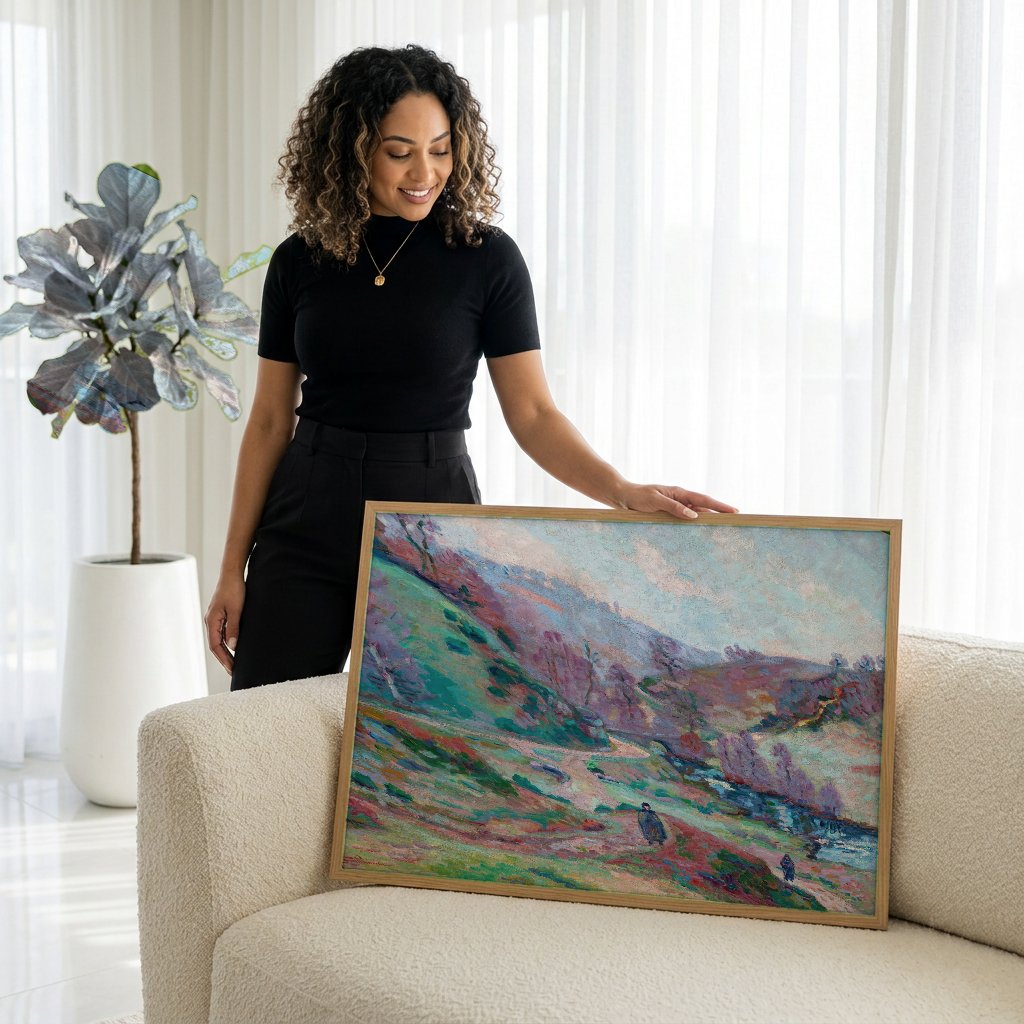 Quadro Decorativo Paisagem com Figuras - Armand Guillaumin com modelo em ambiente