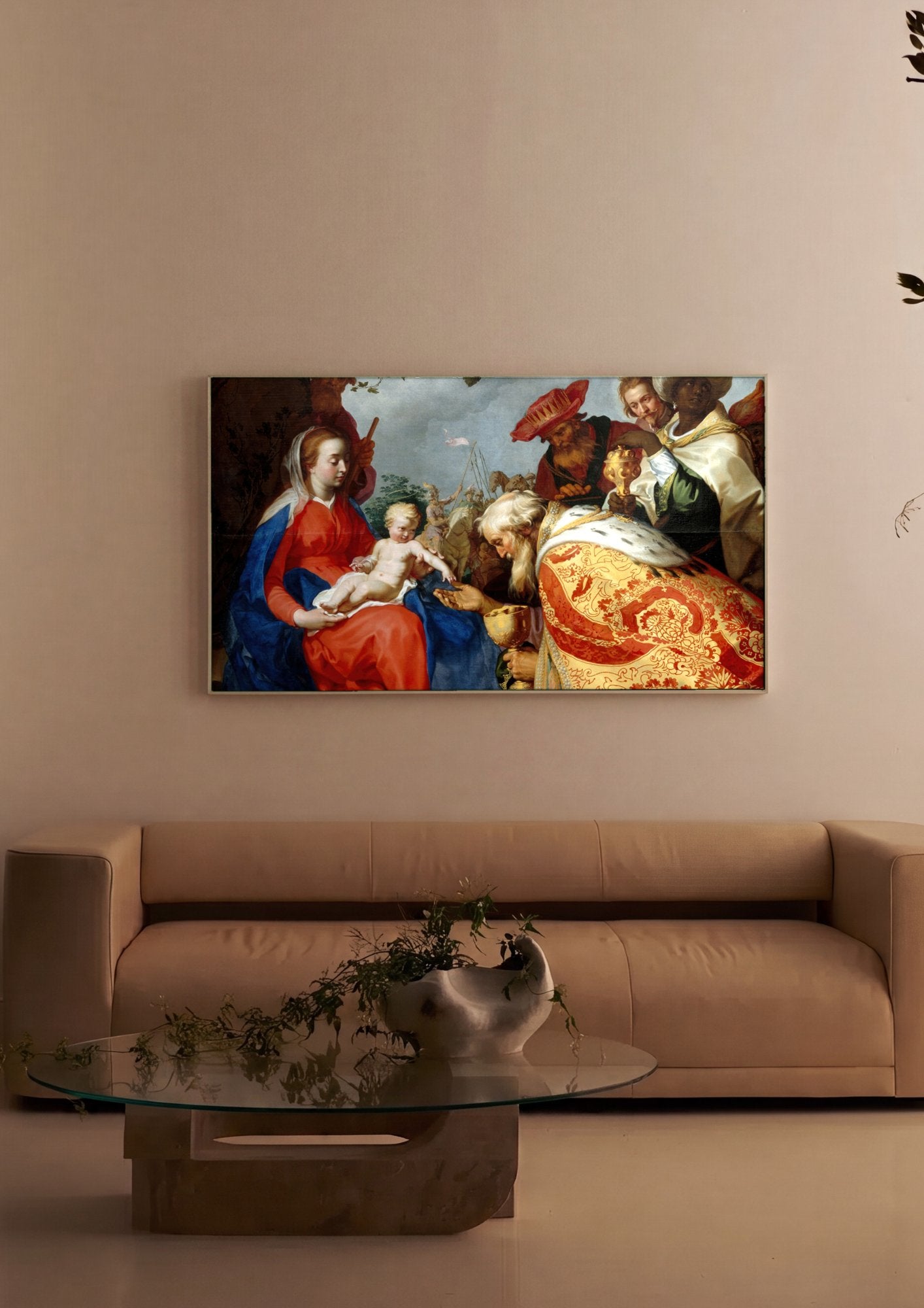 Quadro Decorativo A Adoração dos Magos - Abraham Bloemaert em ambiente decorado