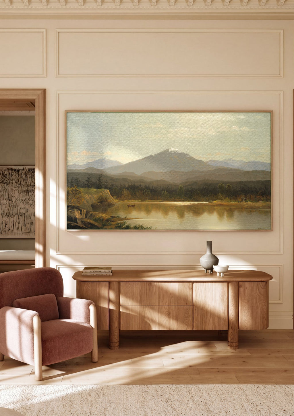 Quadro Decorativo Montanhas Refletidas - Albert Bierstadt em ambiente decorado
