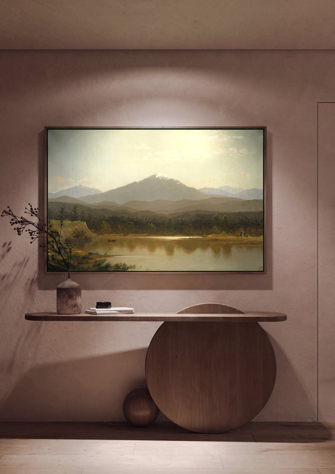 Quadro Decorativo Montanhas Refletidas - Albert Bierstadt em ambiente decorado
