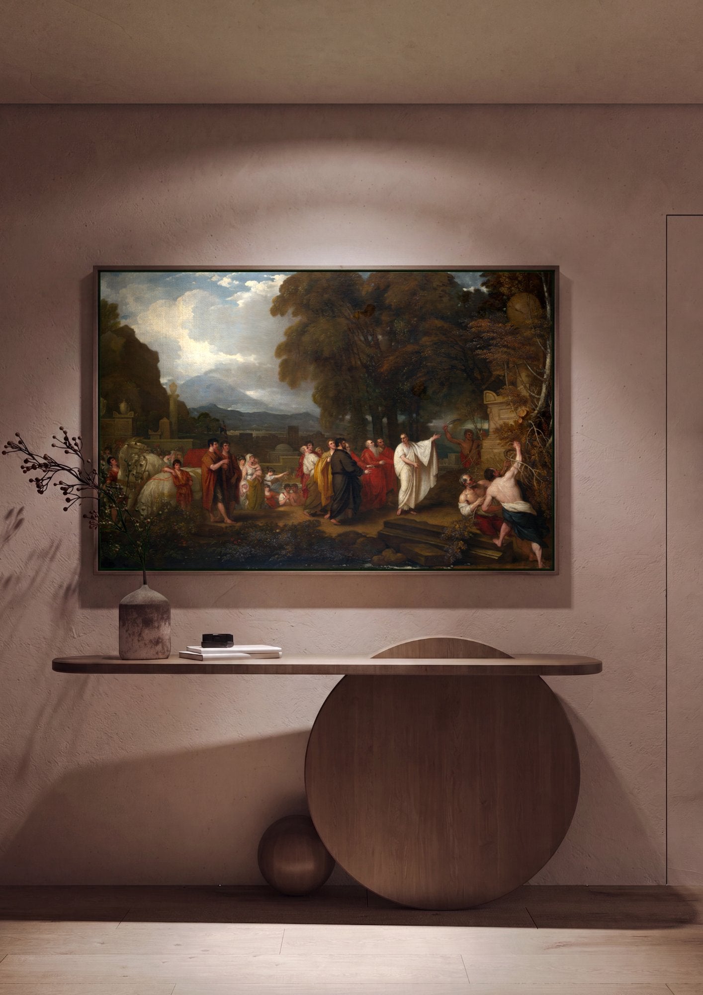 Quadro Decorativo A Partida de Regulus - Benjamin West em ambiente decorado