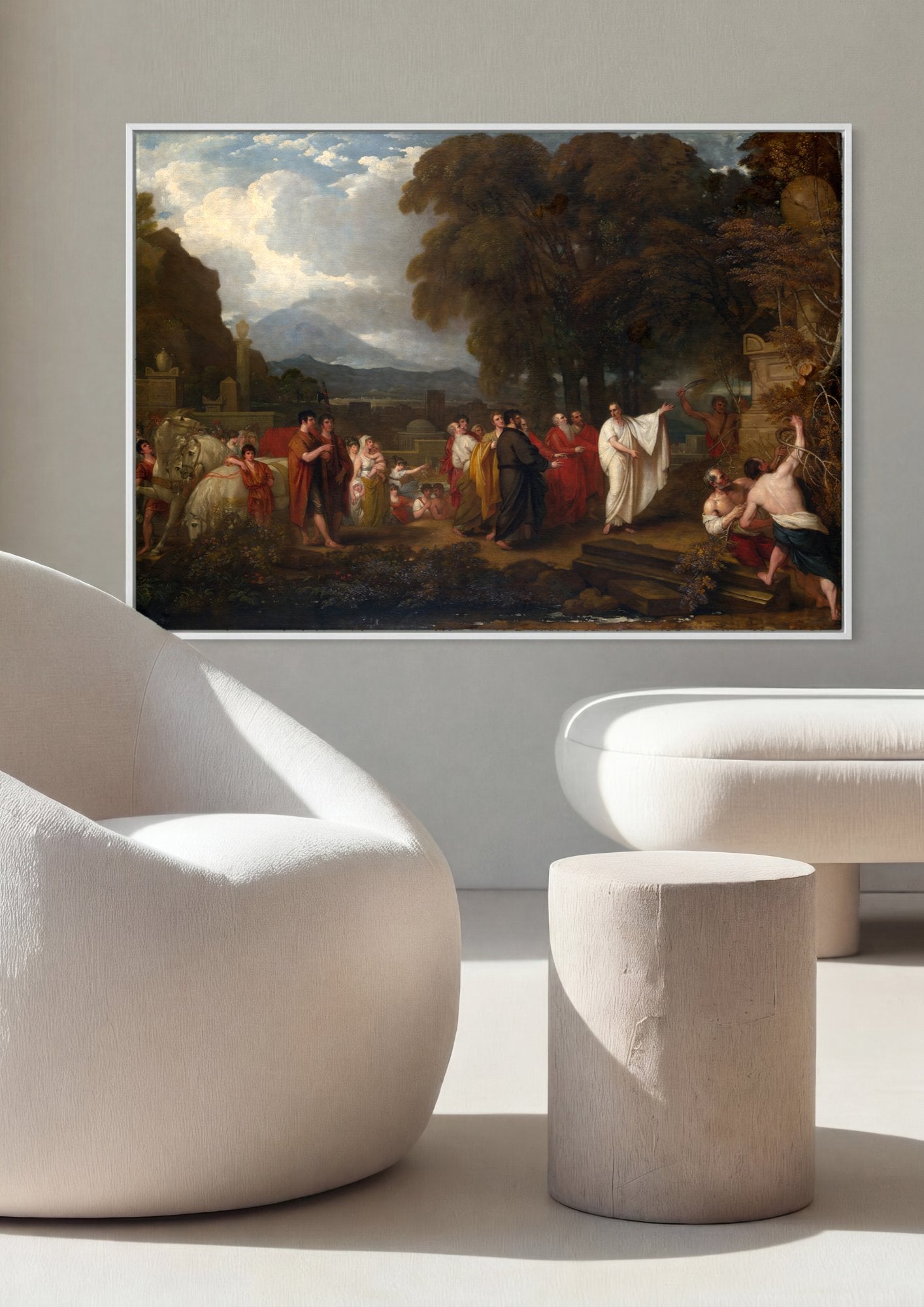 Quadro Decorativo A Partida de Regulus - Benjamin West em ambiente decorado