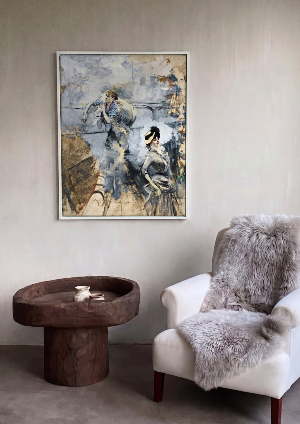 Quadro Decorativo Duas Damas Elegantes - Boldini em ambiente decorado