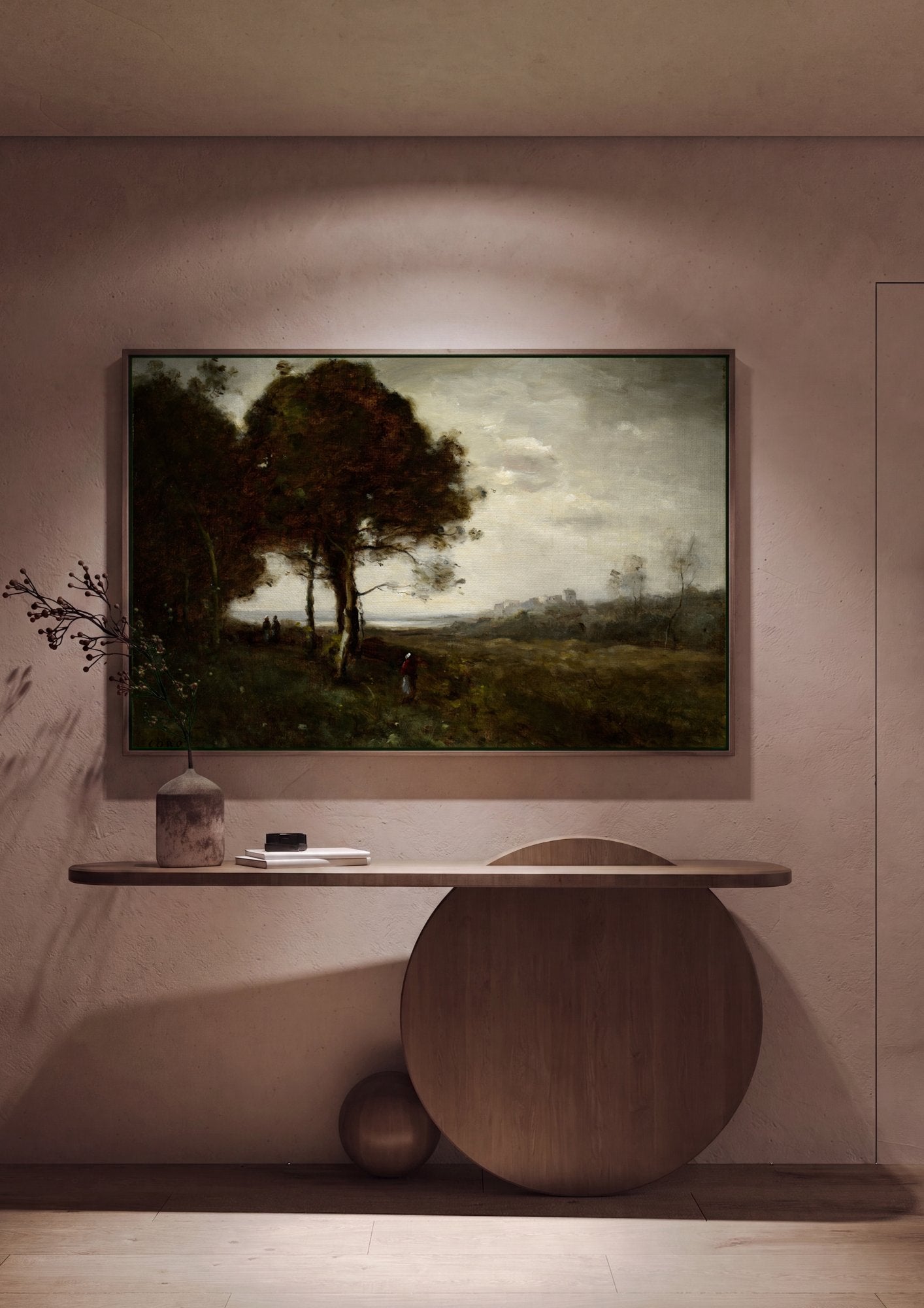 Quadro Decorativo Paisagem com Figuras - Corot em ambiente decorado