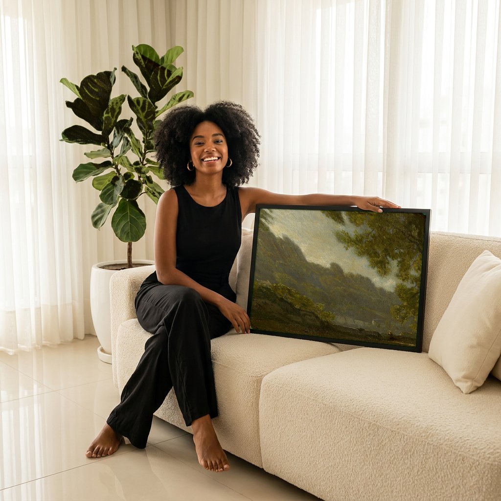 Quadro Decorativo Paisagem com Figuras - Corot com modelo em ambiente