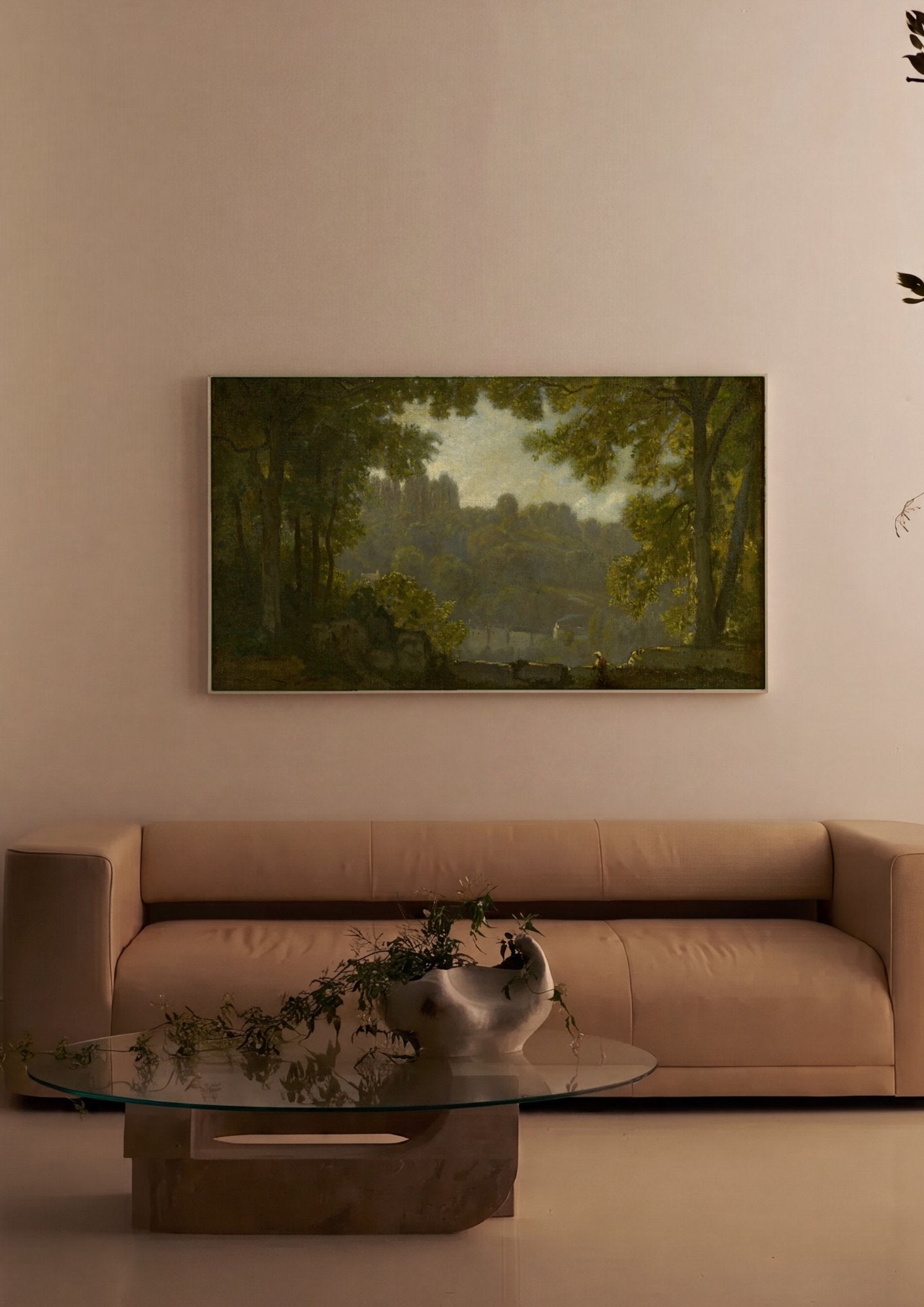 Quadro Decorativo Paisagem com Figuras - Corot em ambiente decorado