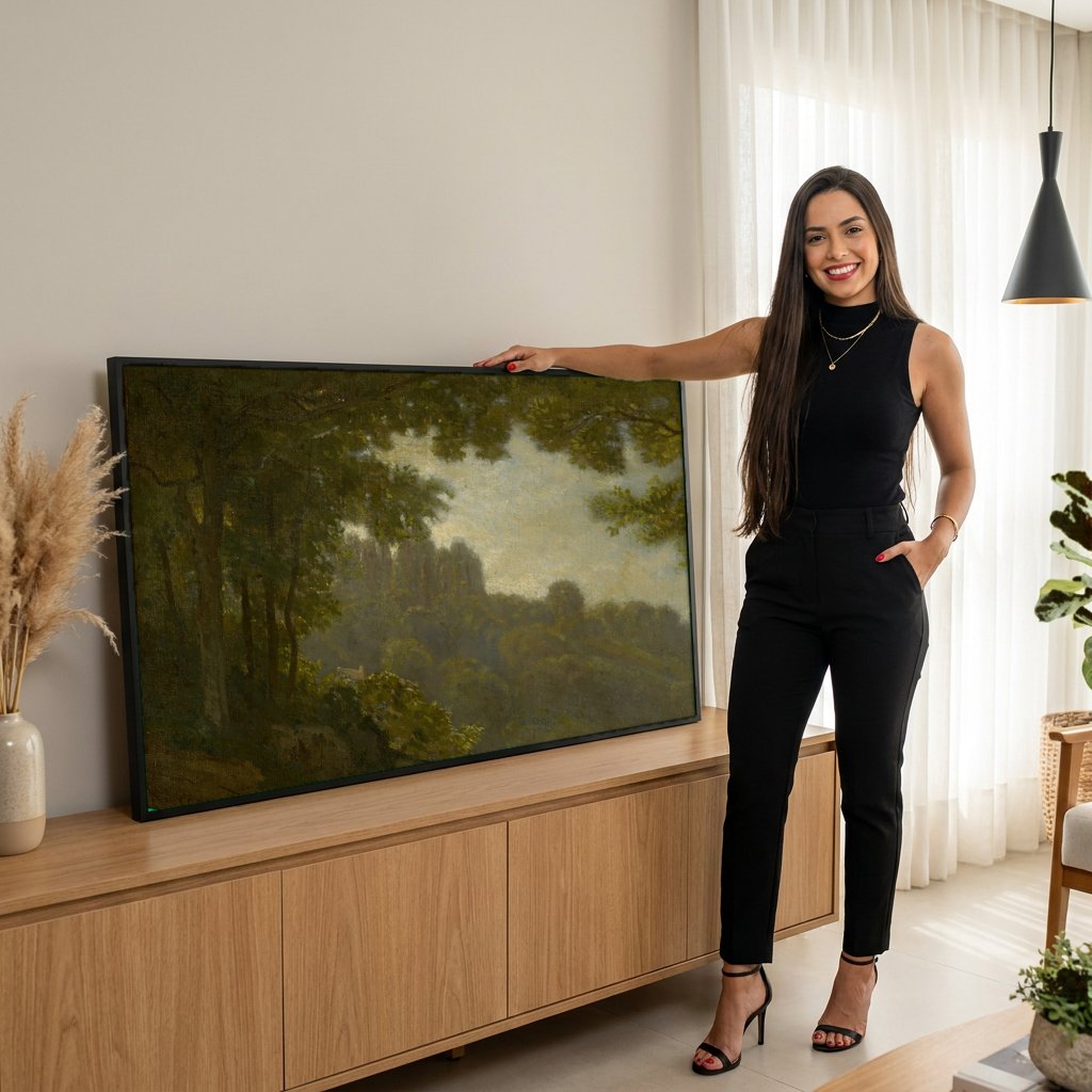 Quadro Decorativo Paisagem com Figuras - Corot com modelo em ambiente