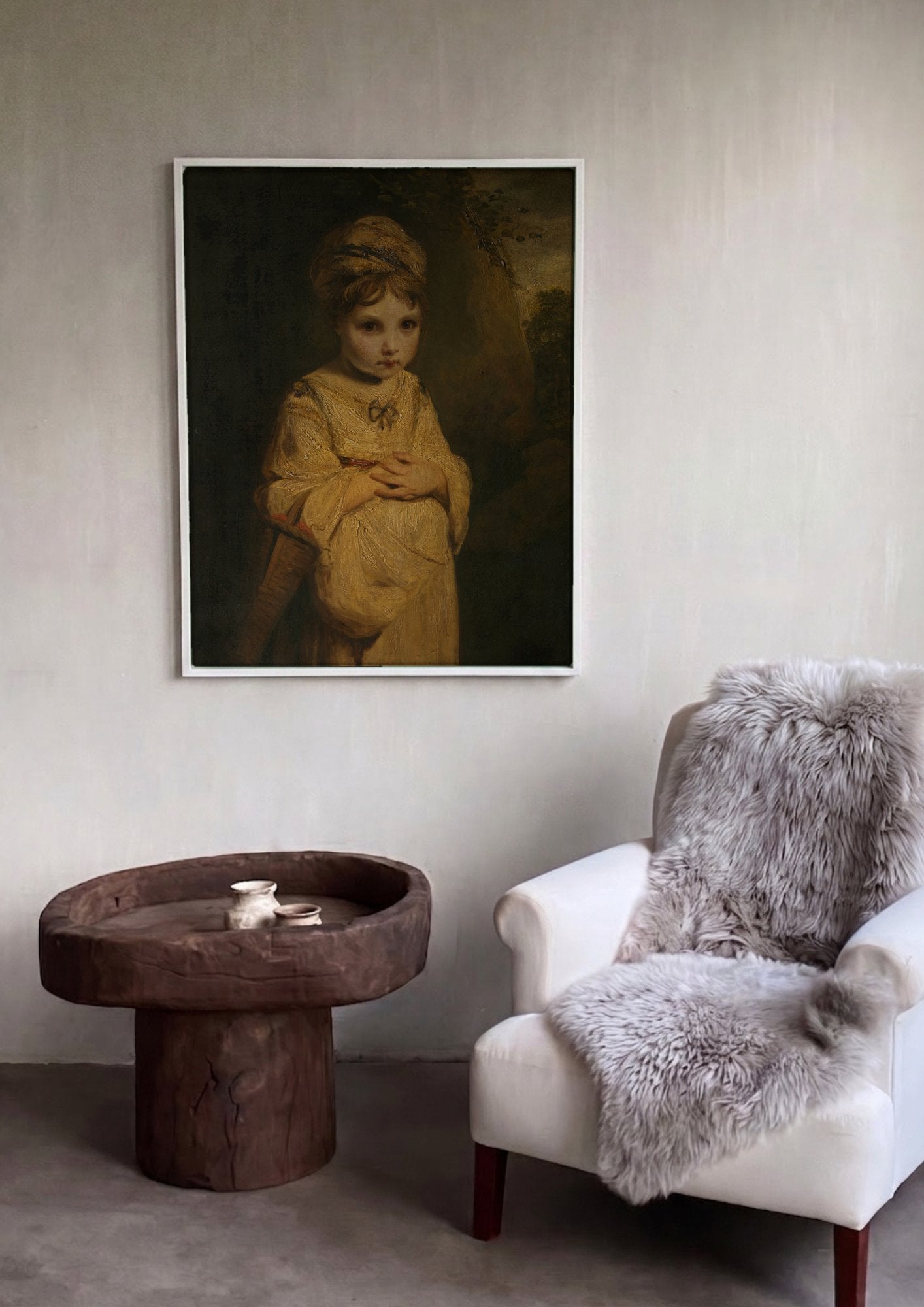 Quadro Decorativo A Menina com as Mãos Cruzadas - Sir Joshua Reynolds em ambiente decorado
