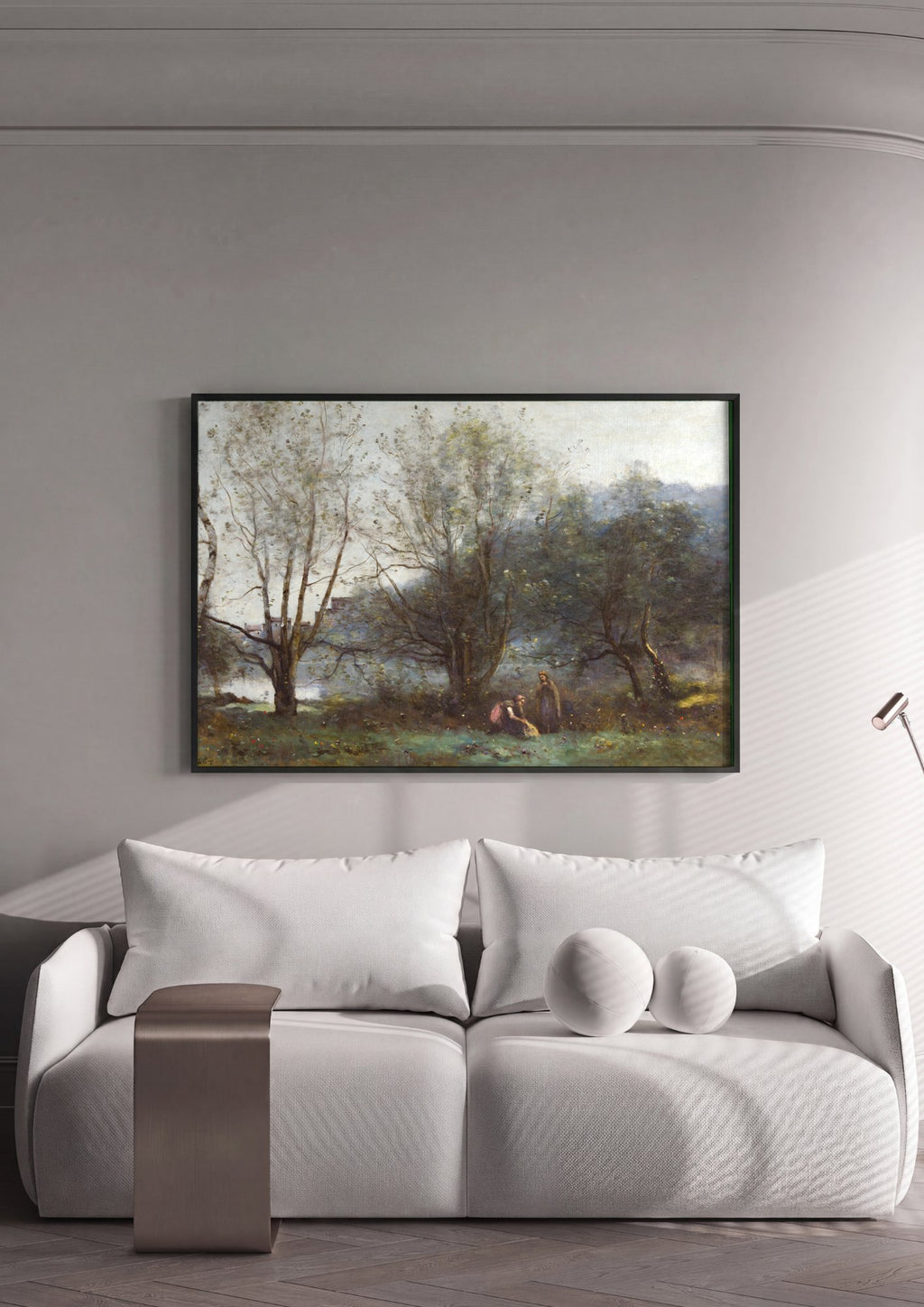 Quadro Decorativo Paisagem com Figuras - Corot em ambiente decorado