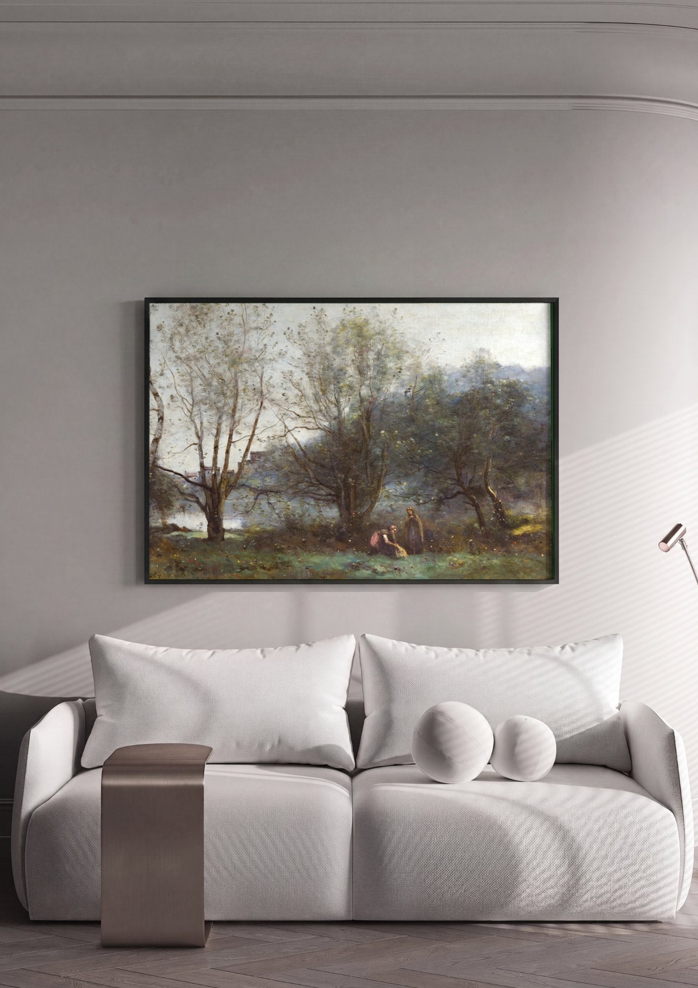 Quadro Decorativo Paisagem com Figuras - Corot em ambiente decorado