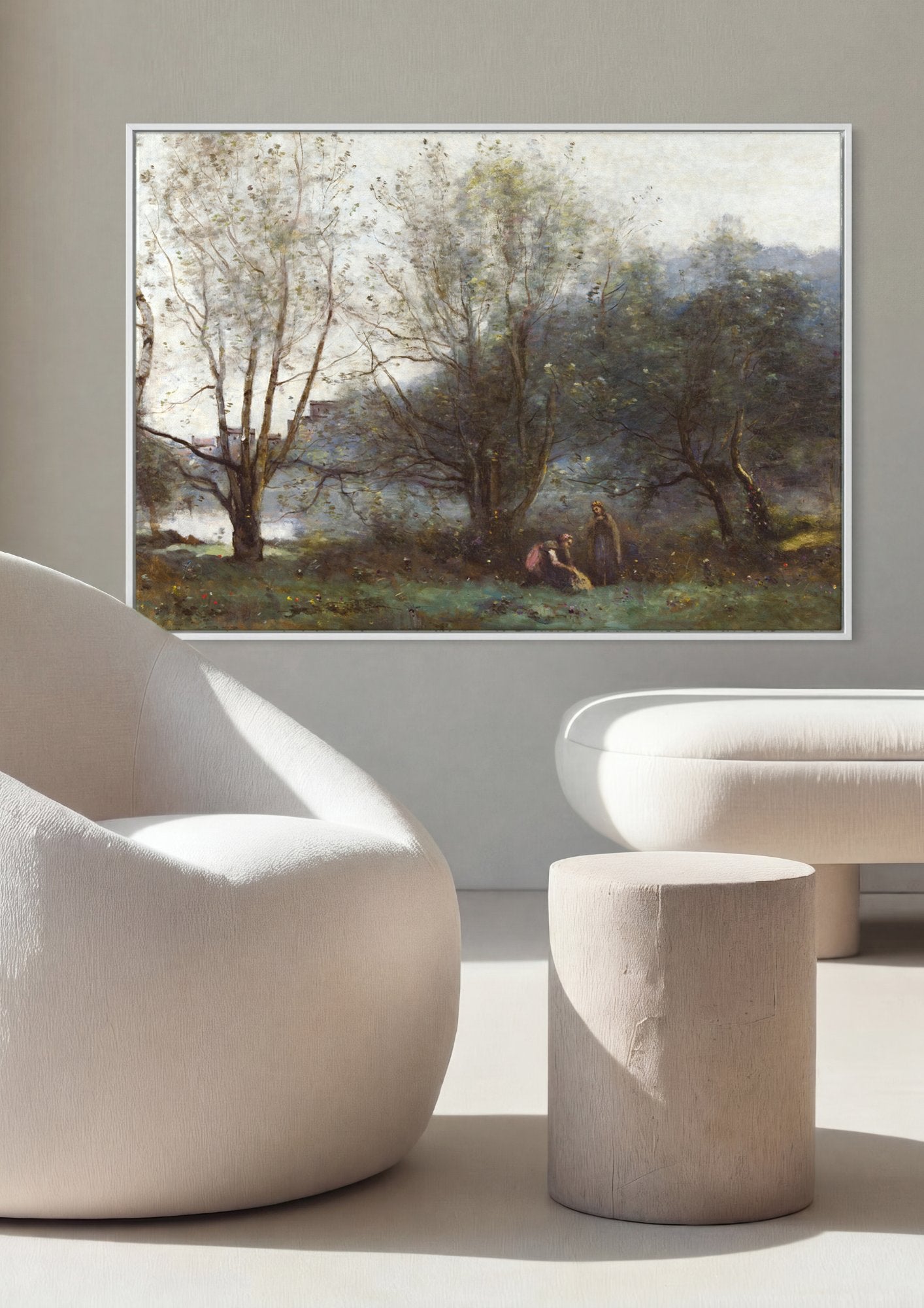 Quadro Decorativo Paisagem com Figuras - Corot em ambiente decorado