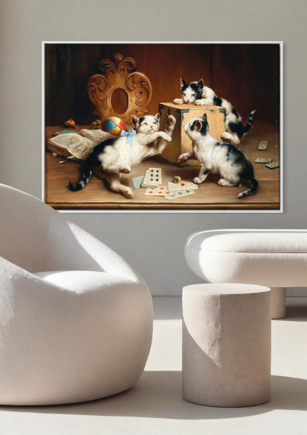 Quadro Decorativo Gatinhos Brincalhões - Carl Reichert em ambiente decorado