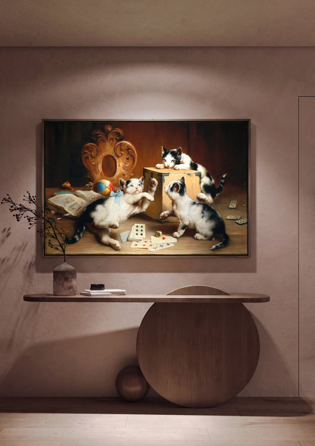 Quadro Decorativo Gatinhos Brincalhões - Carl Reichert em ambiente decorado