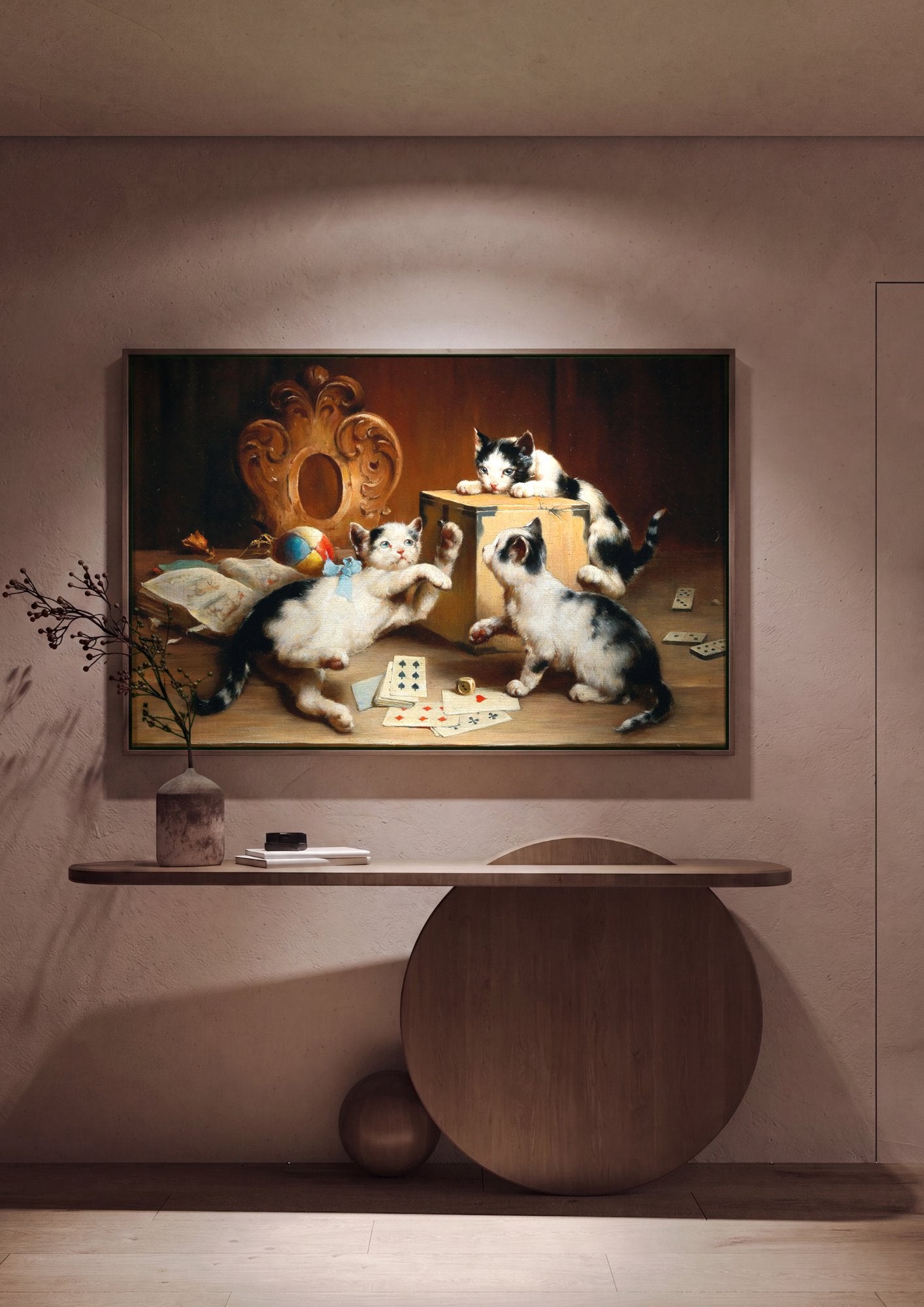 Quadro Decorativo Gatinhos Brincalhões - Carl Reichert em ambiente decorado
