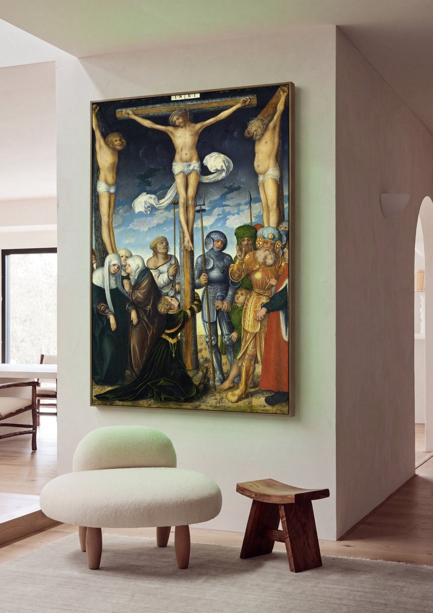 Quadro Decorativo A Crucificação - Lucas Cranach o Velho em ambiente decorado