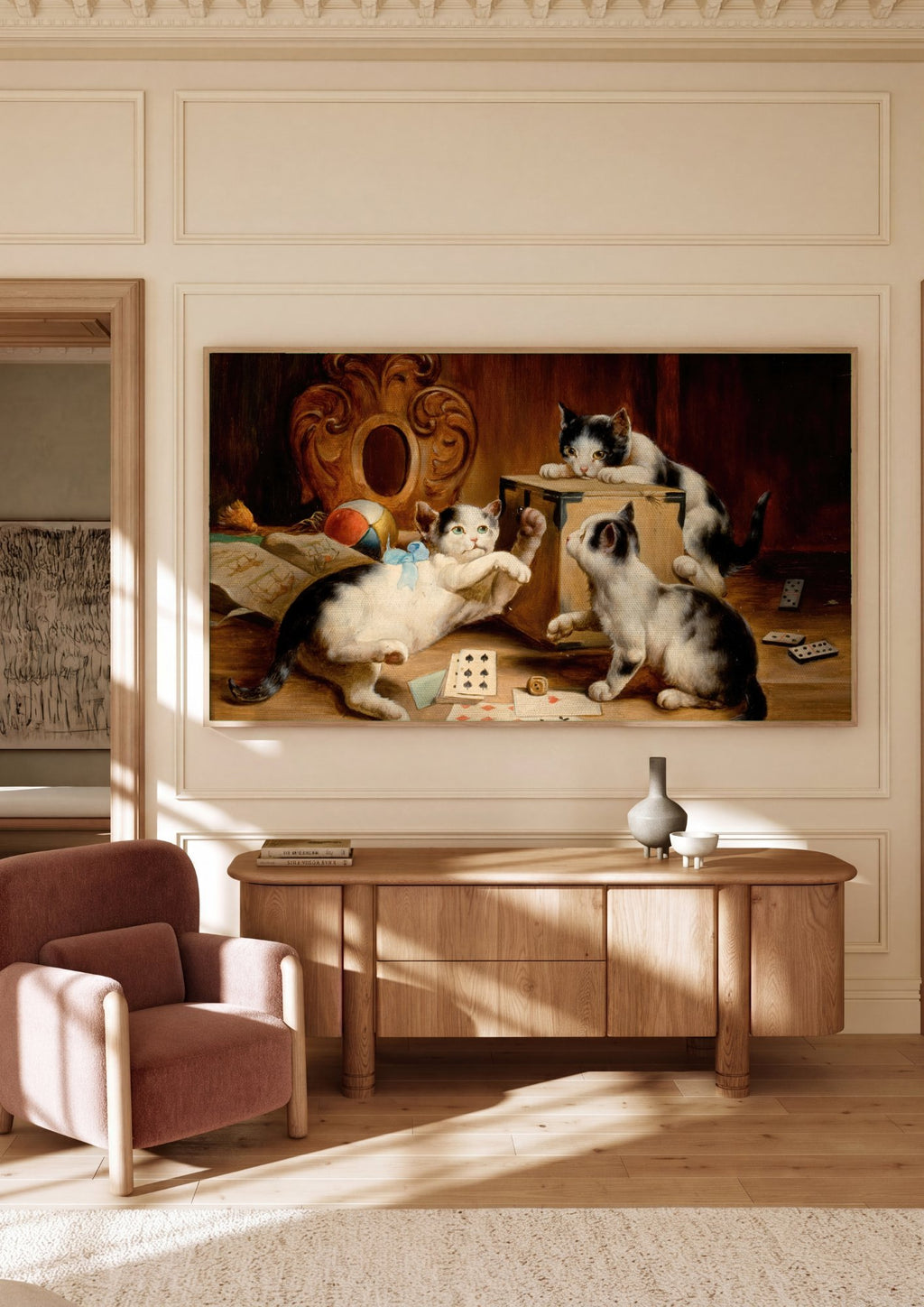 Quadro Decorativo Gatinhos Brincalhões - Carl Reichert em ambiente decorado