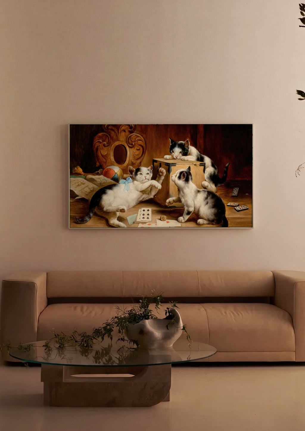 Quadro Decorativo Gatinhos Brincalhões - Carl Reichert em ambiente decorado