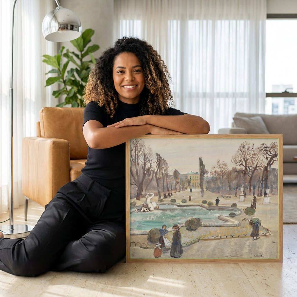 Quadro Decorativo Schoenbrunn (Inverno) - Oskar Laske | modelo apresentando o quadro emoldurado