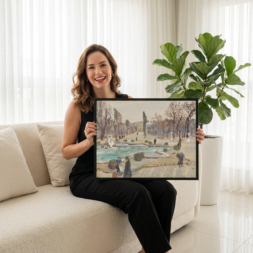 Quadro Decorativo Schoenbrunn (Inverno) - Oskar Laske | modelo apresentando o quadro emoldurado
