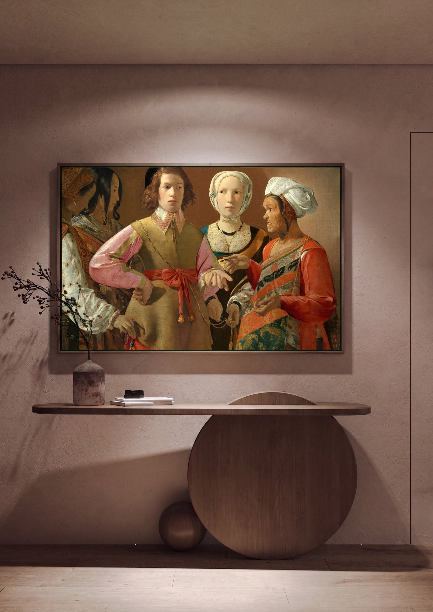 Quadro Decorativo A Enganadora - Georges de La Tour em ambiente decorado