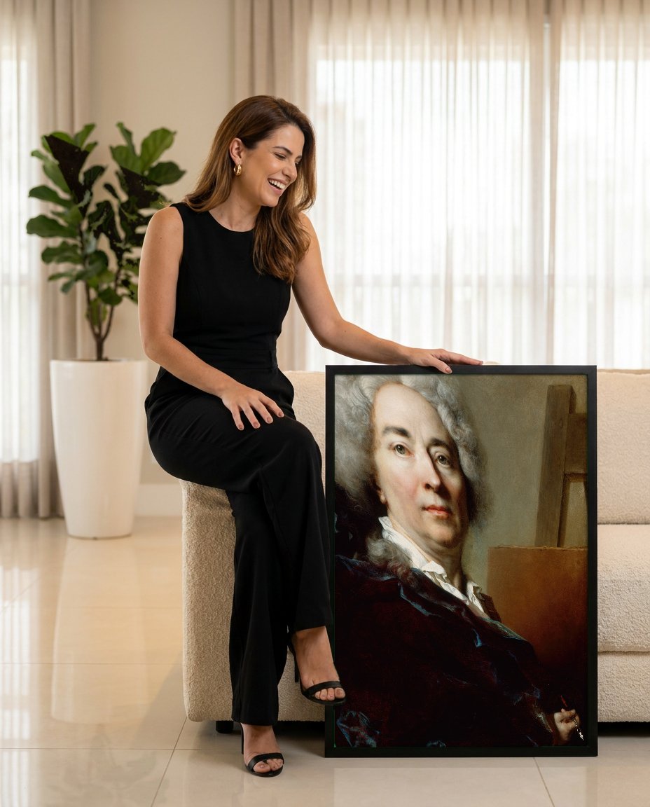 Quadro Decorativo Autorretrato - Nicolas de Largillière com modelo em ambiente