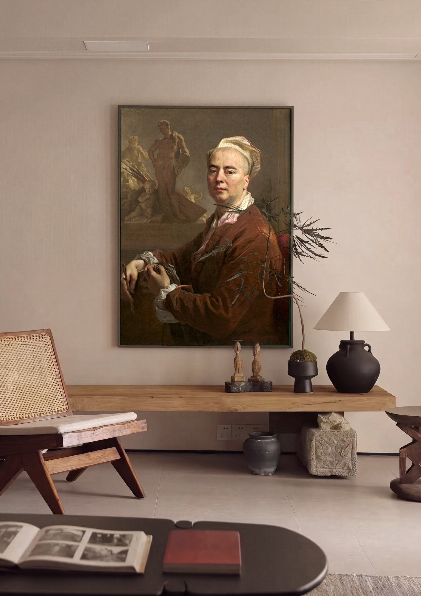 Quadro Decorativo Autorretrato - Nicolas de Largillière em ambiente decorado