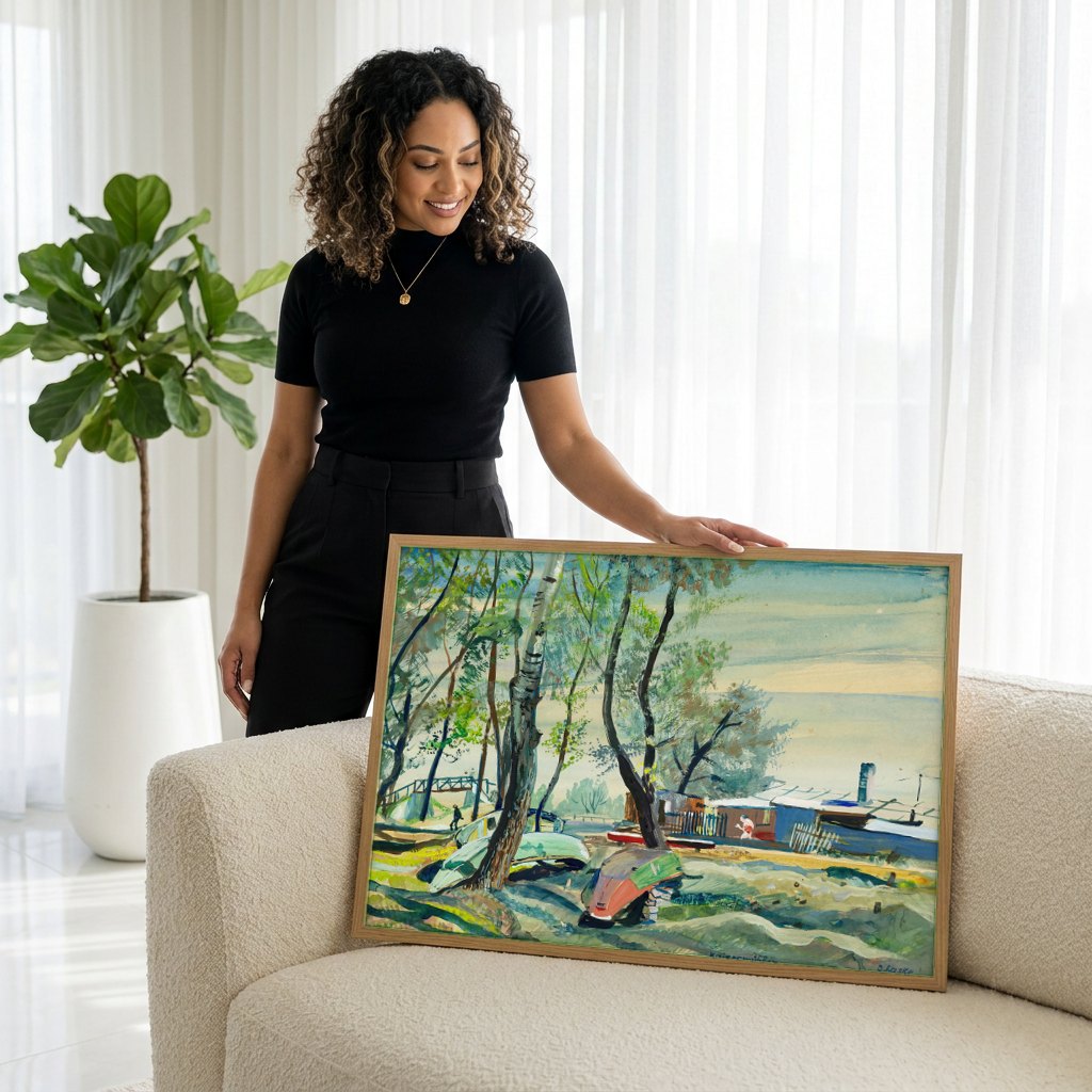 Quadro Decorativo Kaisermühlen - Oskar Laske | modelo apresentando o quadro emoldurado