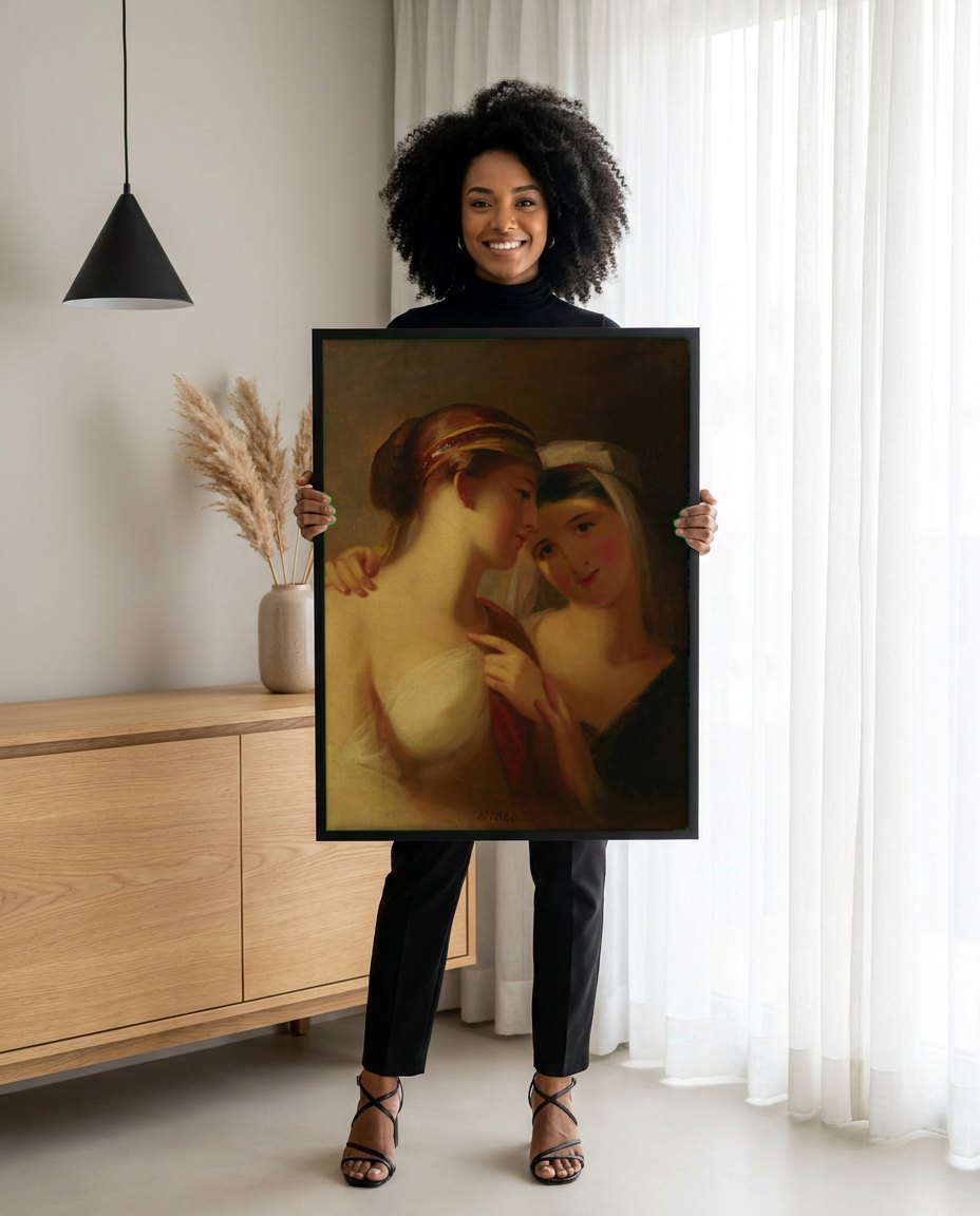 Quadro Decorativo 'As Duas Irmãs' - Thomas Sully | modelo apresentando o quadro emoldurado