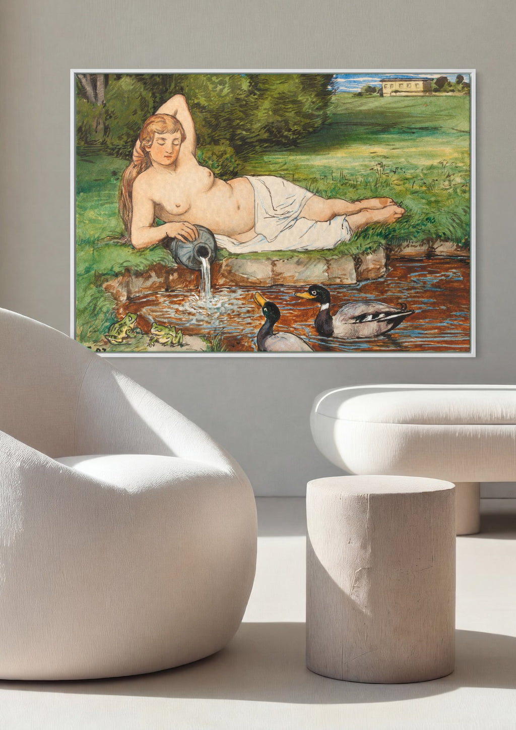 Quadro Decorativo Nudez e Natureza - Hans Thoma | quadro emoldurado na parede
