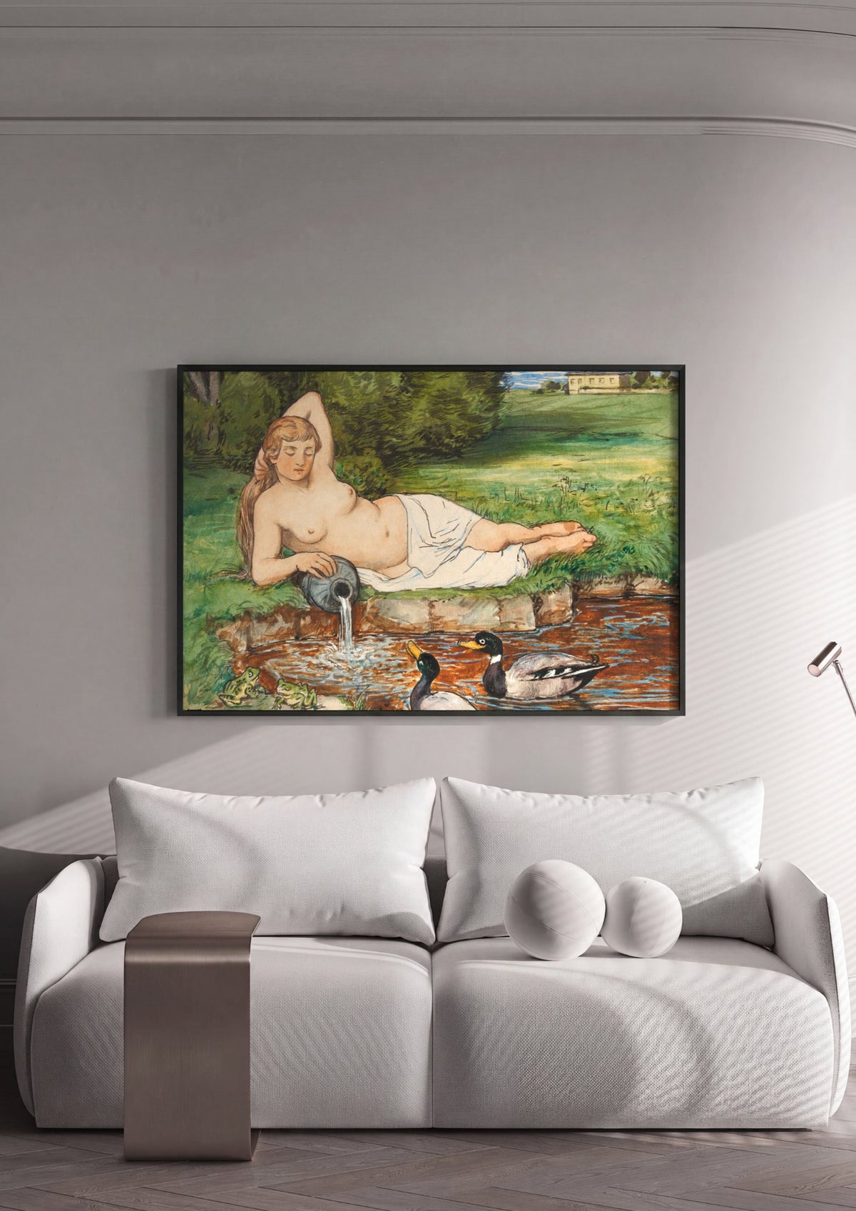 Quadro Decorativo Nudez e Natureza - Hans Thoma | quadro emoldurado na parede