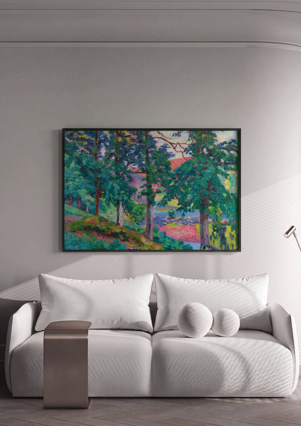 Quadro Decorativo Paisagem com Árvores e Rio - Guillaumin em ambiente decorado