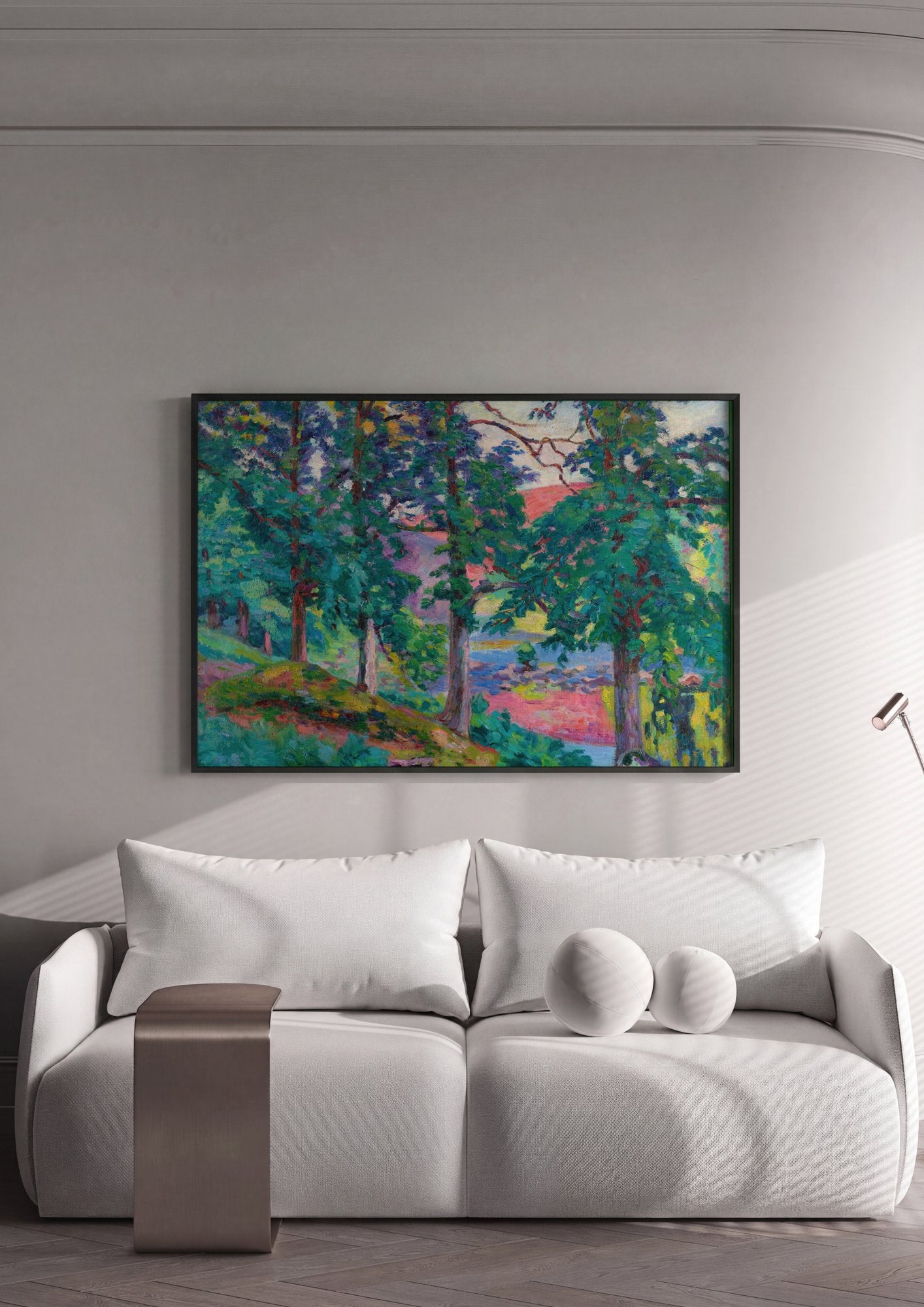 Quadro Decorativo Paisagem com Árvores e Rio - Guillaumin em ambiente decorado