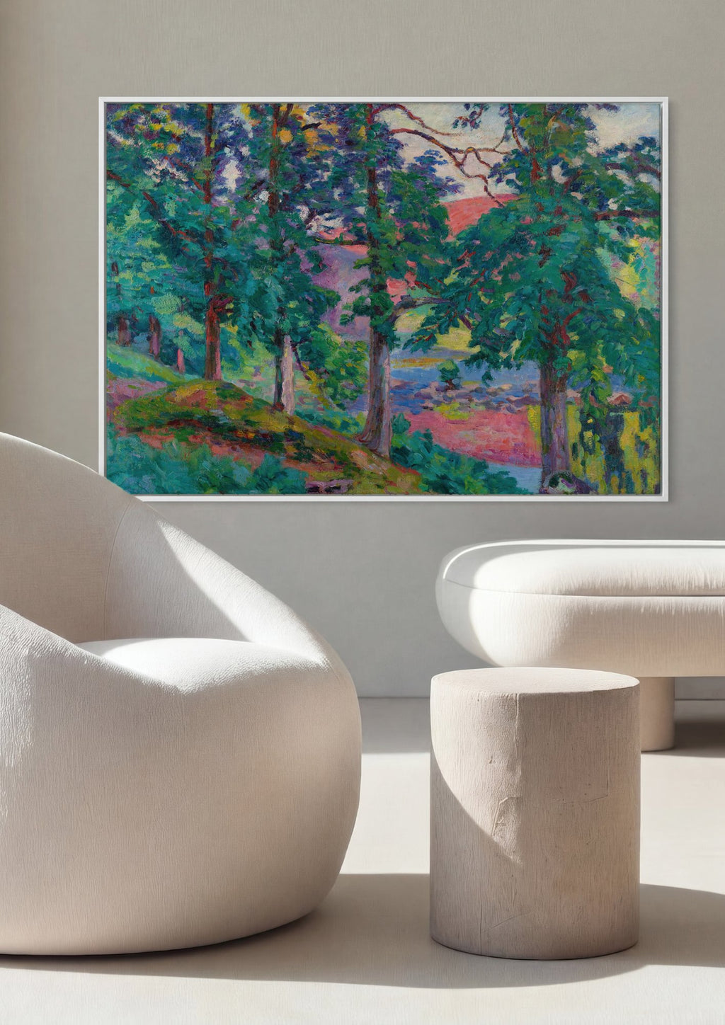 Quadro Decorativo Paisagem com Árvores e Rio - Guillaumin em ambiente decorado