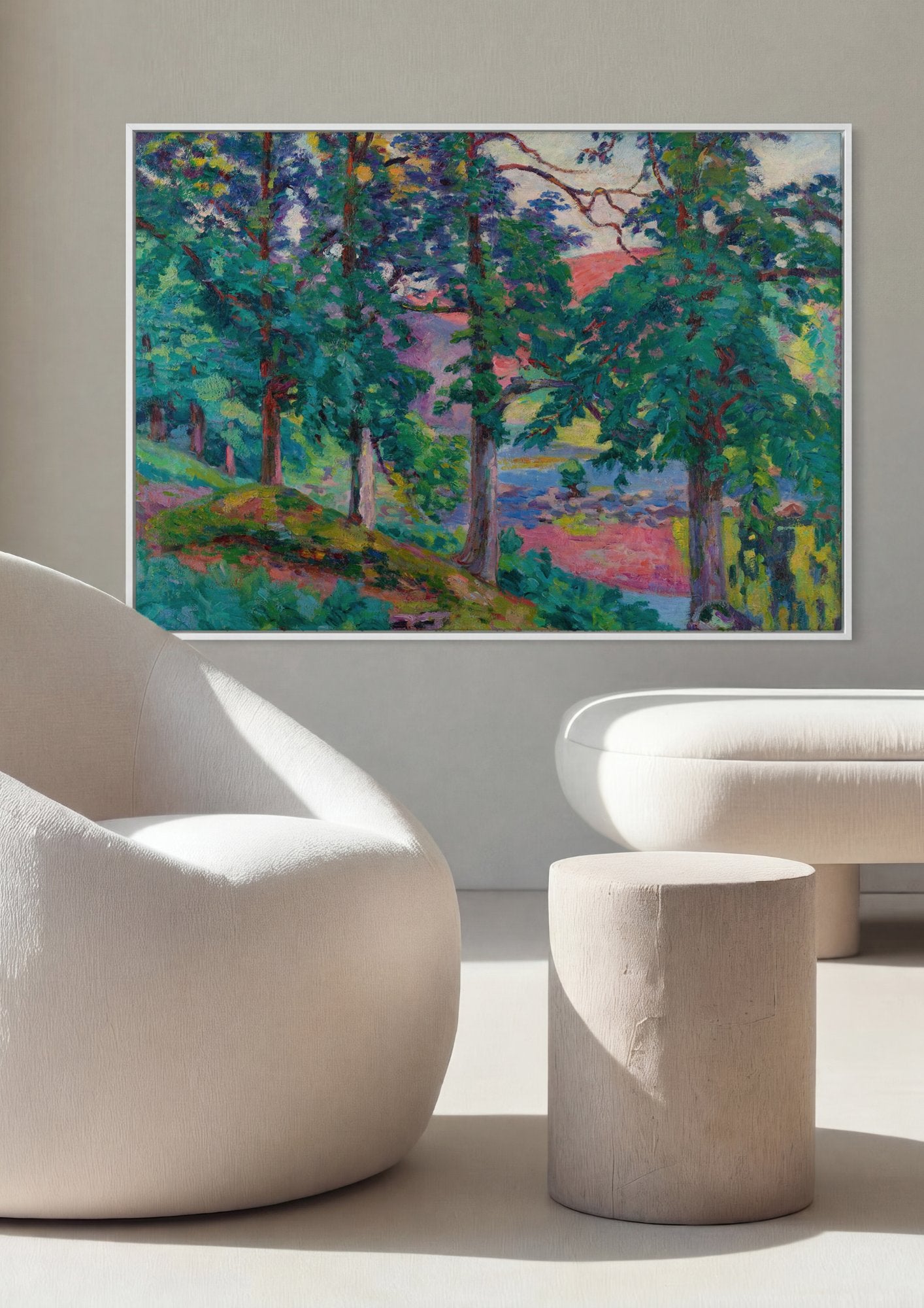 Quadro Decorativo Paisagem com Árvores e Rio - Guillaumin em ambiente decorado