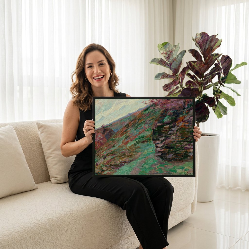 Quadro Decorativo Paisagem com Árvores em Flor - Armand Guillaumin com modelo em ambiente