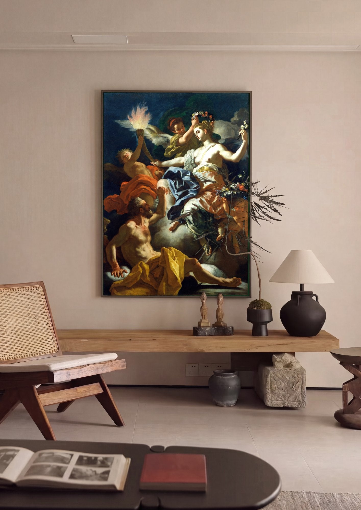 Quadro Decorativo da Aurora e Tithonus - Francesco Solimena em ambiente decorado