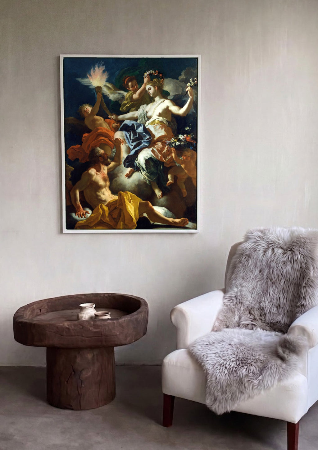 Quadro Decorativo da Aurora e Tithonus - Francesco Solimena em ambiente decorado