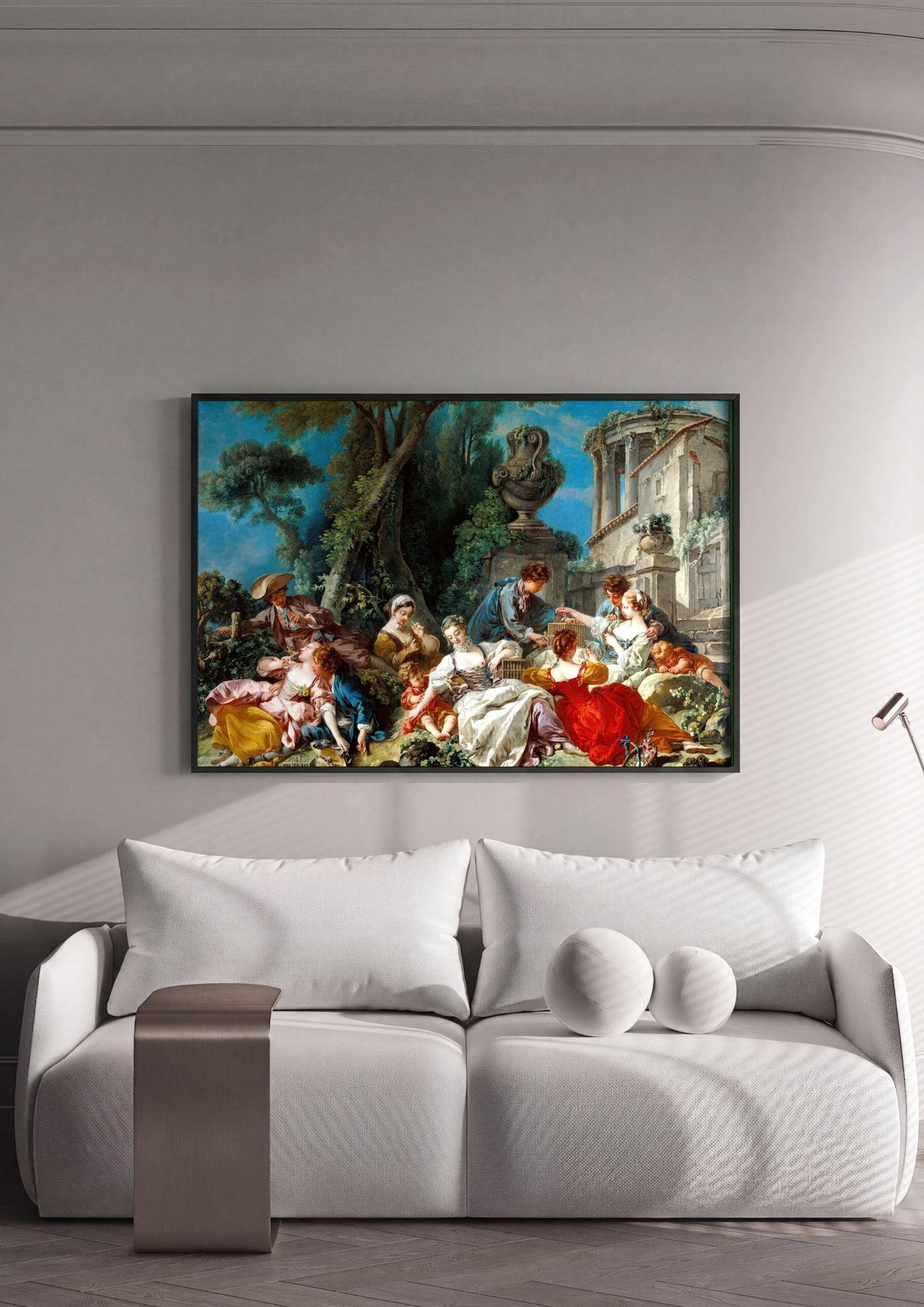 Quadro Decorativo A Gaiola de Pássaros - François Boucher em ambiente decorado